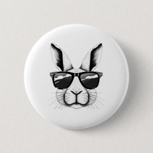 Cool Bunny Face Sungles Funny Easter Bunny Rabbit  6 Cm Round Badge