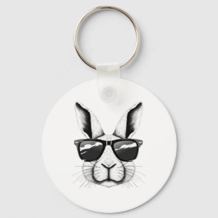 Cool Bunny Face Sungles Funny Easter Bunny Rabbit  Key Ring