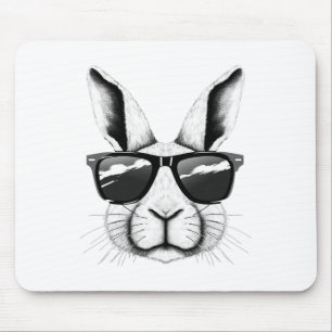 Cool Bunny Face Sungles Funny Easter Bunny Rabbit  Mouse Pad