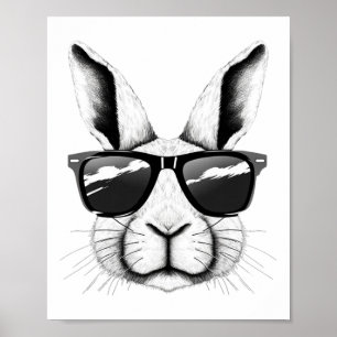 Cool Bunny Face Sungles Funny Easter Bunny Rabbit  Poster