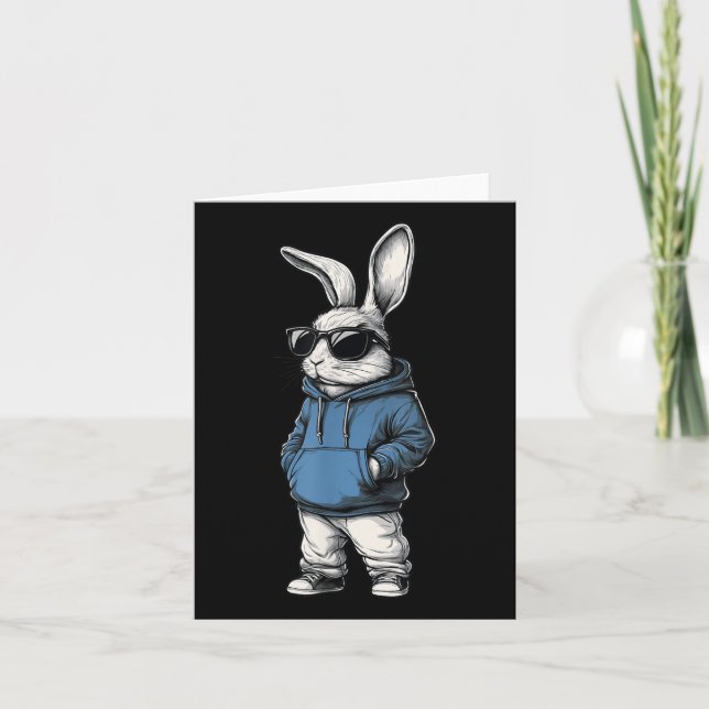 Cool Bunny Face Sungles Rabbit Happy Easter Day Ki Card (Front)