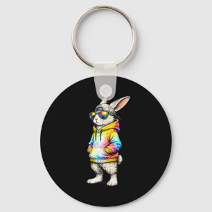 Cool Bunny Face With Sungles Cap Easter Day Boys M Key Ring