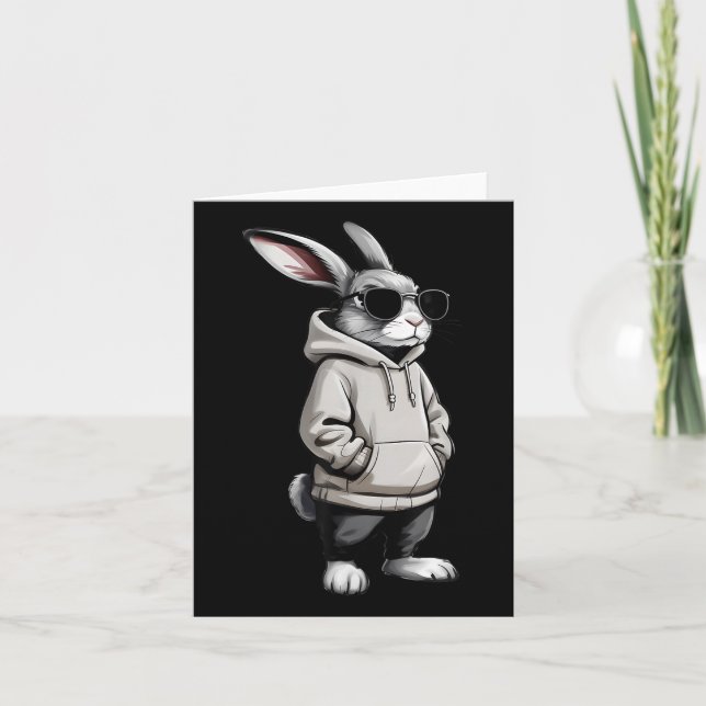 Cool Bunny Face With Sungles Easter Day For Boys M Card (Front)
