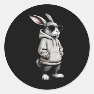 Cool Bunny Face With Sungles Easter Day For Boys M Classic Round Sticker