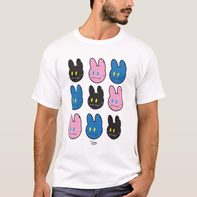 Cool Bunny Gang Grid Pattern Streetwear T-Shirt (Front)
