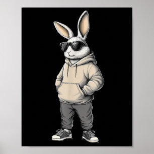 Cool Bunny Happy Easter Day Rabbit Sungles Men Kid Poster