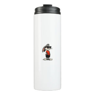 Cool Bunny in Shades Cartoon Illustration Thermal Tumbler