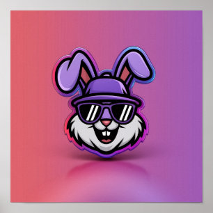 Cool Bunny Poster: Stylish & Fun Wall Art! Poster