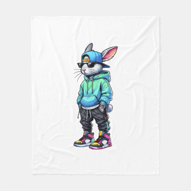 Cool Bunny Rabbit Sunglasses Easter Day For Boys M Fleece Blanket (Front)