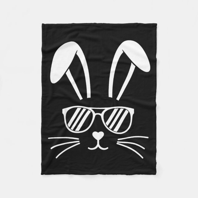 Cool bunny rabbit with sunglasses for easter day C Fleece Blanket (Front)