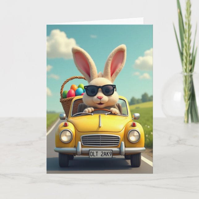 Cool Bunny Spring Ride Card (Front)