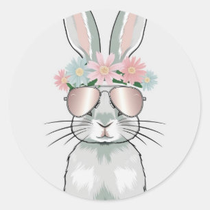 Cool Bunny Sticker – Aviator Sunglasses & Flower C