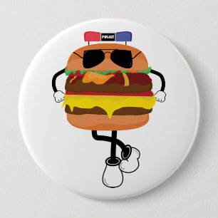Cool Burger Police 10 Cm Round Badge