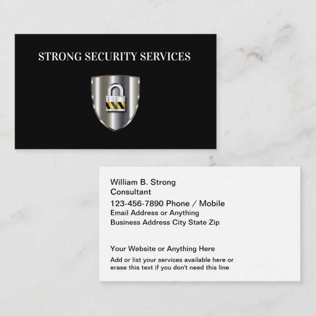 Cool Business Security Services Business Cards (Front/Back)