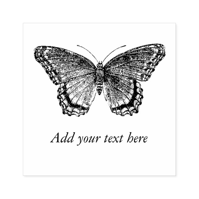 Cool Butterfly Add Your Personal Text Rubber Stamp (Imprint)