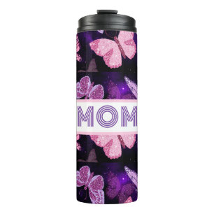 Cool Butterfly Mum Black And Purple Thermal Tumbler