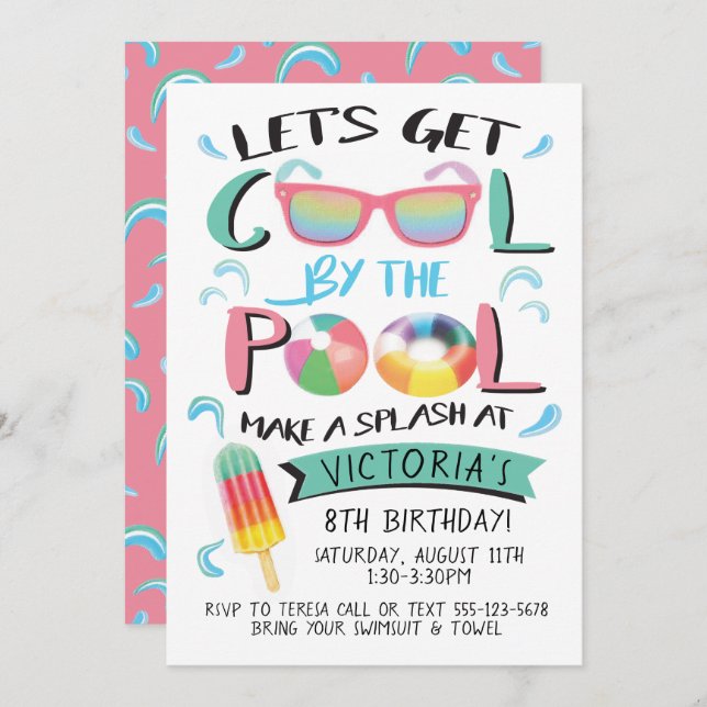 Cool by the Pool Birthday Party Invitation (Front/Back)