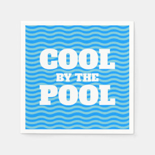 Cool by the pool blue water wavy line summer party napkin