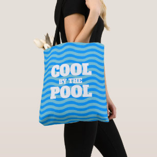 Cool by the pool blue water wavy line swimmer's tote bag