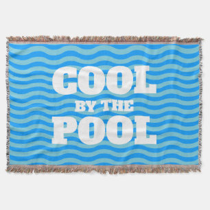 Cool by the pool blue wave water lines pattern throw blanket