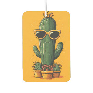 Cool Cactus with Sunglasses and Flowers Car Air Freshener