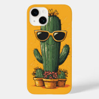 Cool Cactus with Sunglasses and Flowers