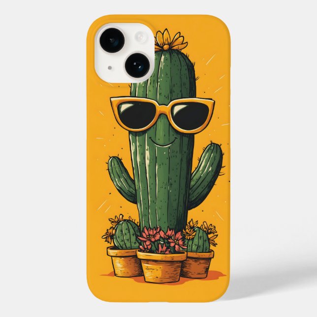 Cool Cactus with Sunglasses and Flowers Case-Mate iPhone Case (Back)