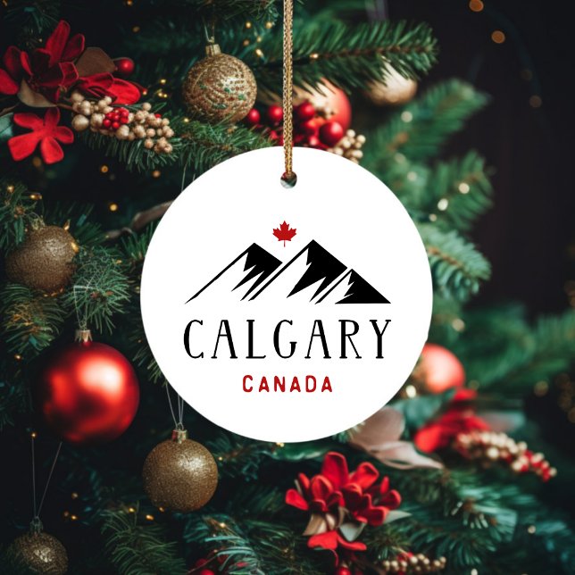 Cool Calgary Canada Mountains Maple Leaf  Ceramic Tree Decoration (Creator Uploaded)