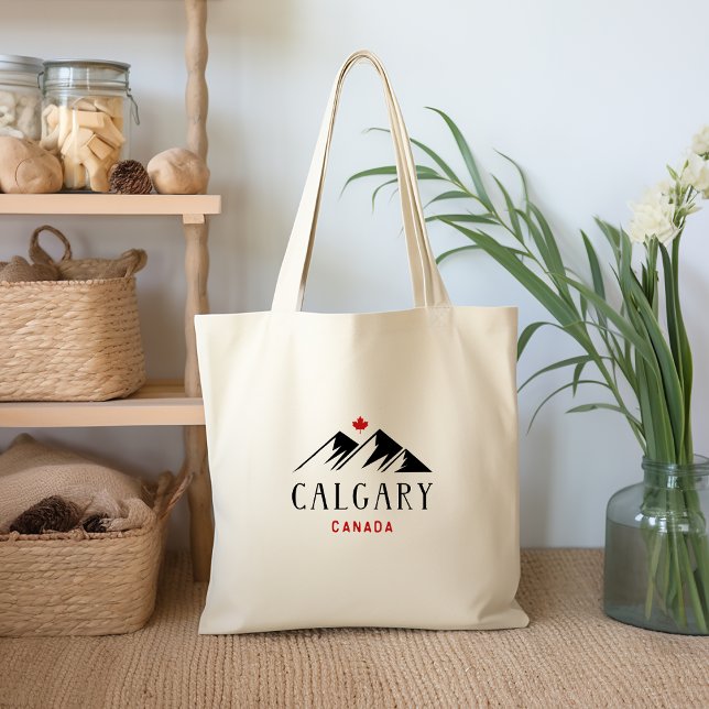 Cool Calgary Canada Mountains Maple Leaf  Tote Bag (Creator Uploaded)