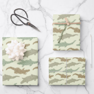 Cool Camo Alligators - seamless pattern.    Wrapping Paper Sheet