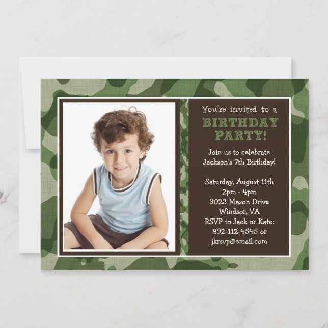 Cool Camo Party Invitation (Front)