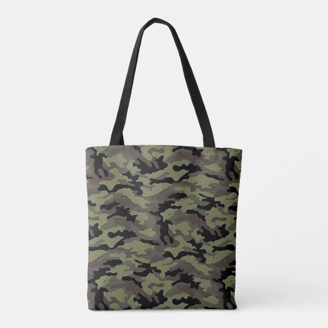 Cool Camo pattern Green Camouflage Hunter Tote Bag (Back)