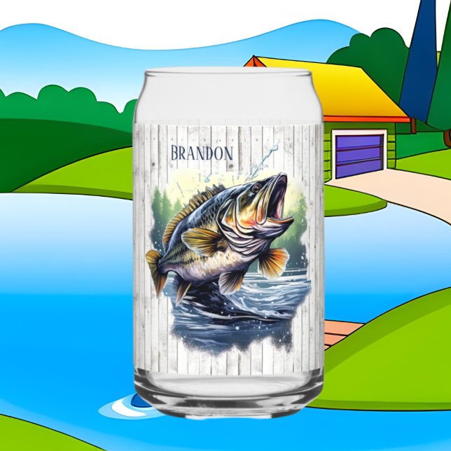 Cool camper lake house fishing lovers add name  can glass (Creator Uploaded)