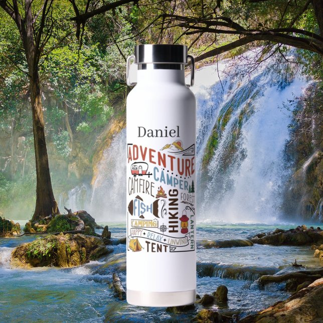 cool camping add name water bottle (Creator Uploaded)