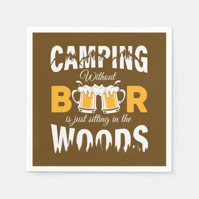 Cool camping beer lovers party napkin (Front)