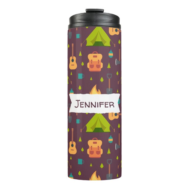 Cool Camping Design Outdoorsy Pattern Thermal Tumbler (Front)