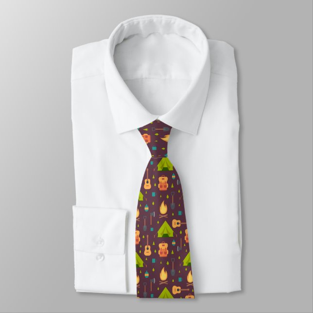 Cool Camping Design Outdoorsy Pattern Tie (Tied)