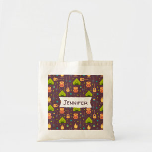 Cool Camping Design Outdoorsy Pattern Tote Bag