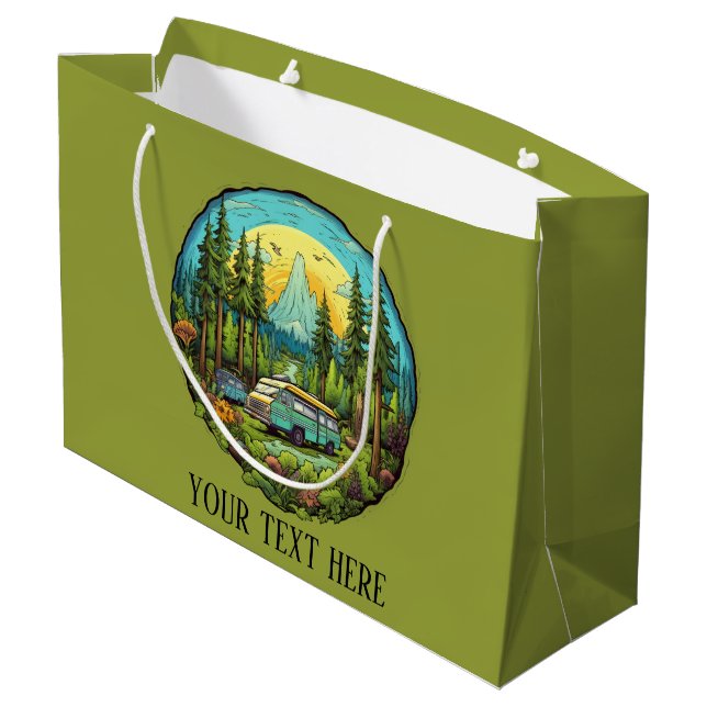 Cool camping lovers add text large gift bag (Back Angled)