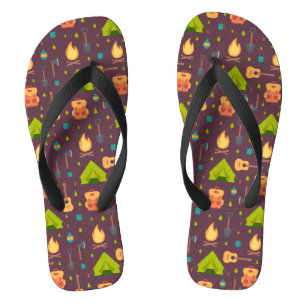 Cool Camping Pattern Outdoorsy Design Jandals