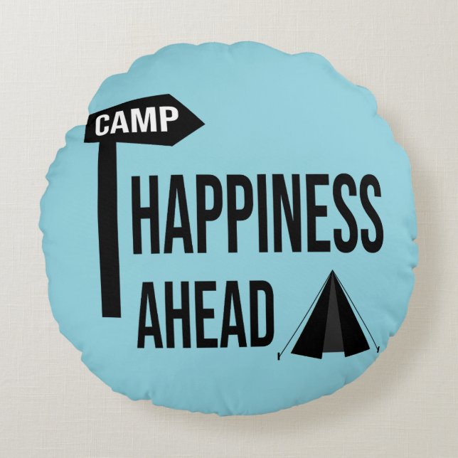 Cool Camping Round Pillow (Front)