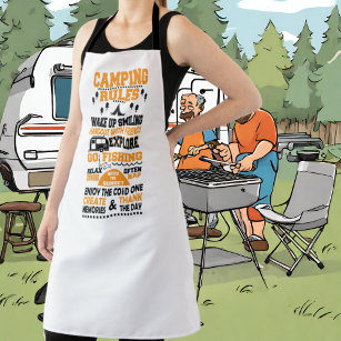 cool camping rules word art apron