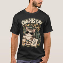 Cool Campus Cat Student Life 2027 Retro Aesthetic 