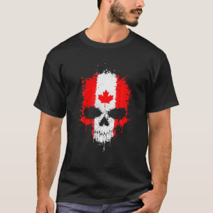 Cool Canada Flag Canadian Skull Womens Mens T-Shirt