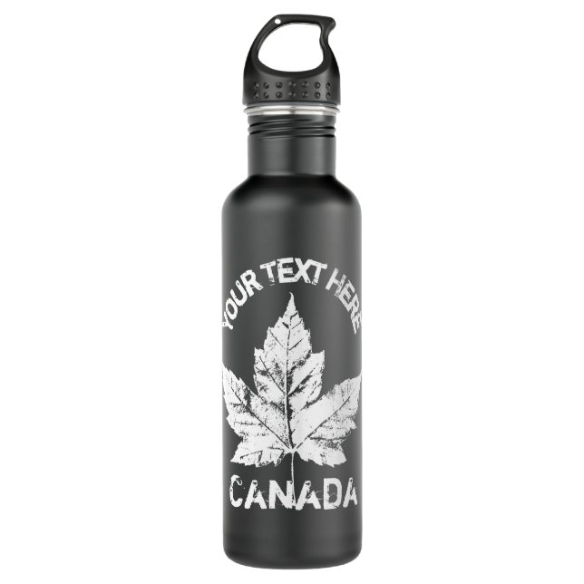 Cool Canada Water Bottle Retro Maple Leaf Souvenir (Front)