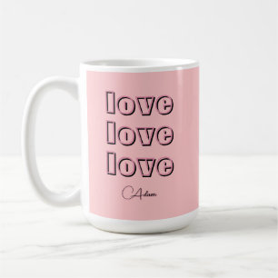 Cool Candy Pink Clean 3 x Love Pastel Rose Coffee Mug