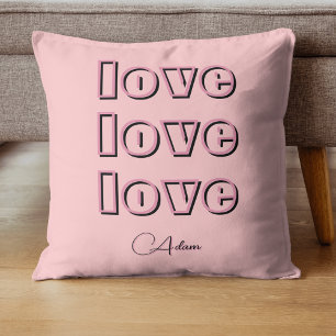 Cool Candy Pink Clean 3 x Love Pastel Rose Cushion