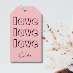 Cool Candy Pink Clean 3 x Love Pastel Rose Gift Tags