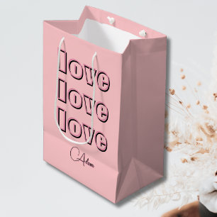 Cool Candy Pink Clean 3 x Love Pastel Rose Medium Gift Bag