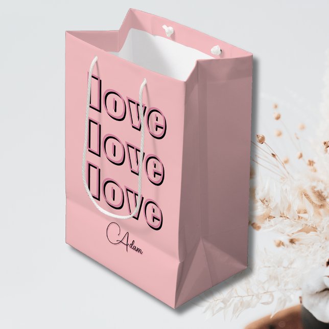 Cool Candy Pink Clean 3 x Love | Pastel Rose Medium Gift Bag (Creator Uploaded)